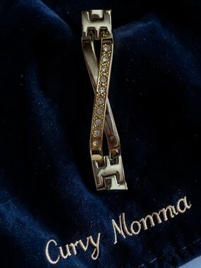 Vintage estate sale Sears Two-Tone Gold and Silver Crystal Cross-Link Bracelet
